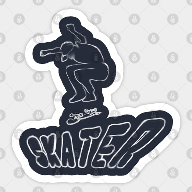 Skater White Sticker by KZK101